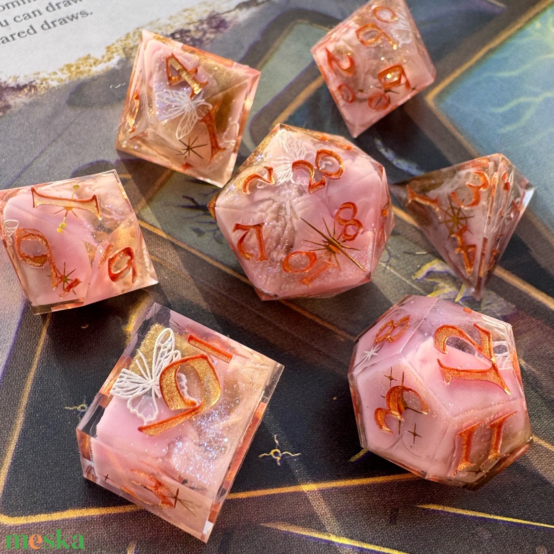 [Pink Tarot] - 7 darabos kocka készlet  - játék & sport - táblajáték és kártyajáték - társasjátékok - Meska.hu