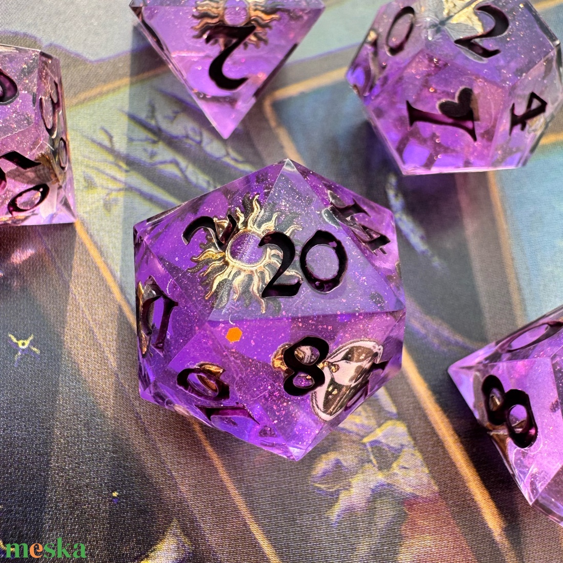 [Purple Witch] - 7 darabos kocka készlet  - játék & sport - táblajáték és kártyajáték - társasjátékok - Meska.hu