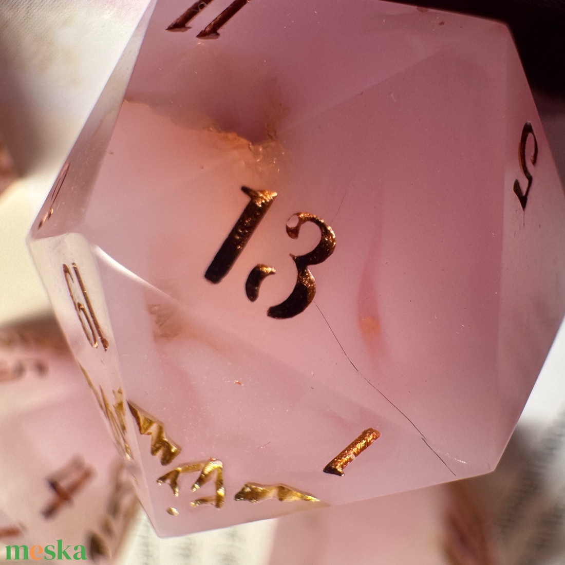 [Rose Quartz] - B -GRADE  7 darabos kocka készlet  - játék & sport - táblajáték és kártyajáték - társasjátékok - dobókocka - Meska.hu