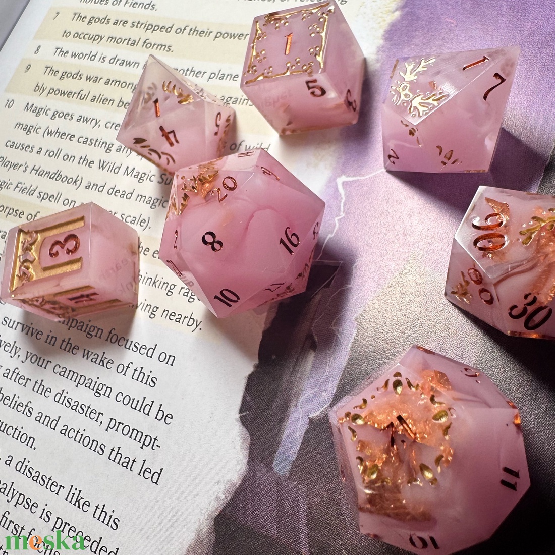 [Rose Quartz] - B -GRADE  7 darabos kocka készlet  - játék & sport - táblajáték és kártyajáték - társasjátékok - dobókocka - Meska.hu