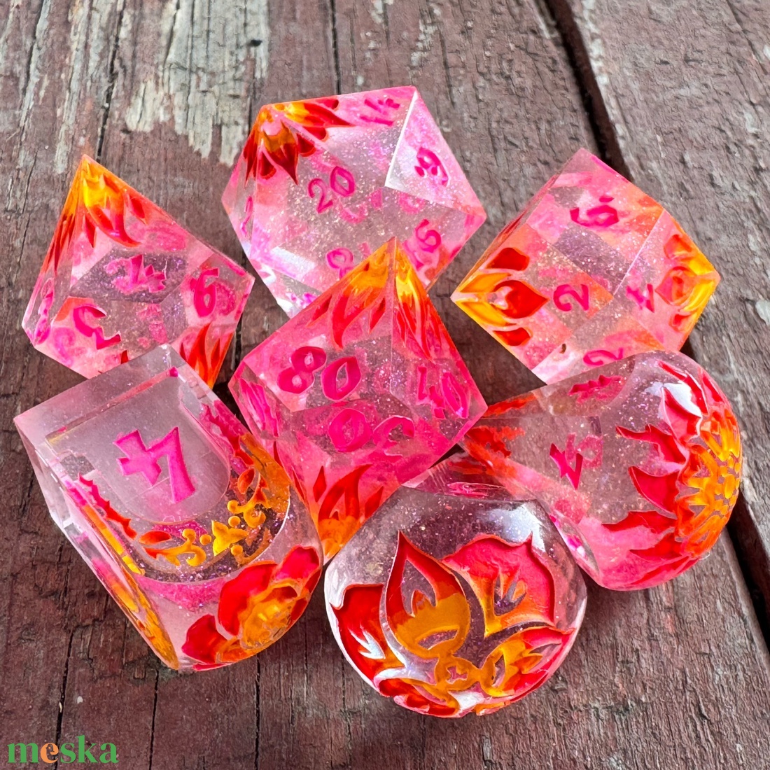 [Kingsflame] - 7 darabos kocka készlet  - játék & sport - táblajáték és kártyajáték - társasjátékok - dobókocka - Meska.hu