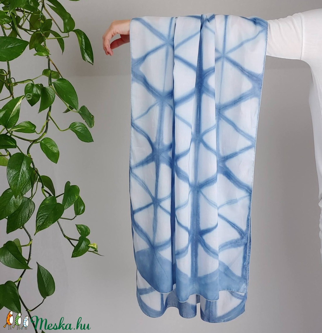 Batiszt stóla, vállkendő, sál, shibori, batik, női - ruha & divat - sál, sapka, kendő - vállkendő - Meska.hu