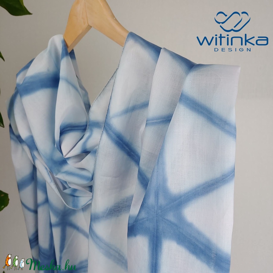 Batiszt stóla, vállkendő, sál, shibori, batik, női - ruha & divat - sál, sapka, kendő - vállkendő - Meska.hu