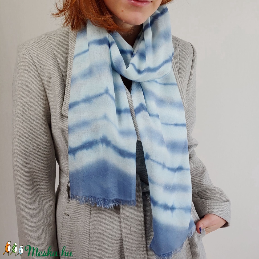 Csíkos design sál, vállkendő, batik stóla  - ruha & divat - sál, sapka, kendő - kendő - Meska.hu