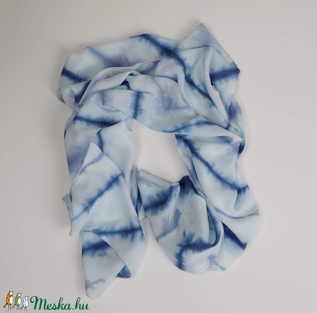 Jégvirágos shibori sál, vállkendő, stóla, batik - ruha & divat - sál, sapka, kendő - vállkendő - Meska.hu