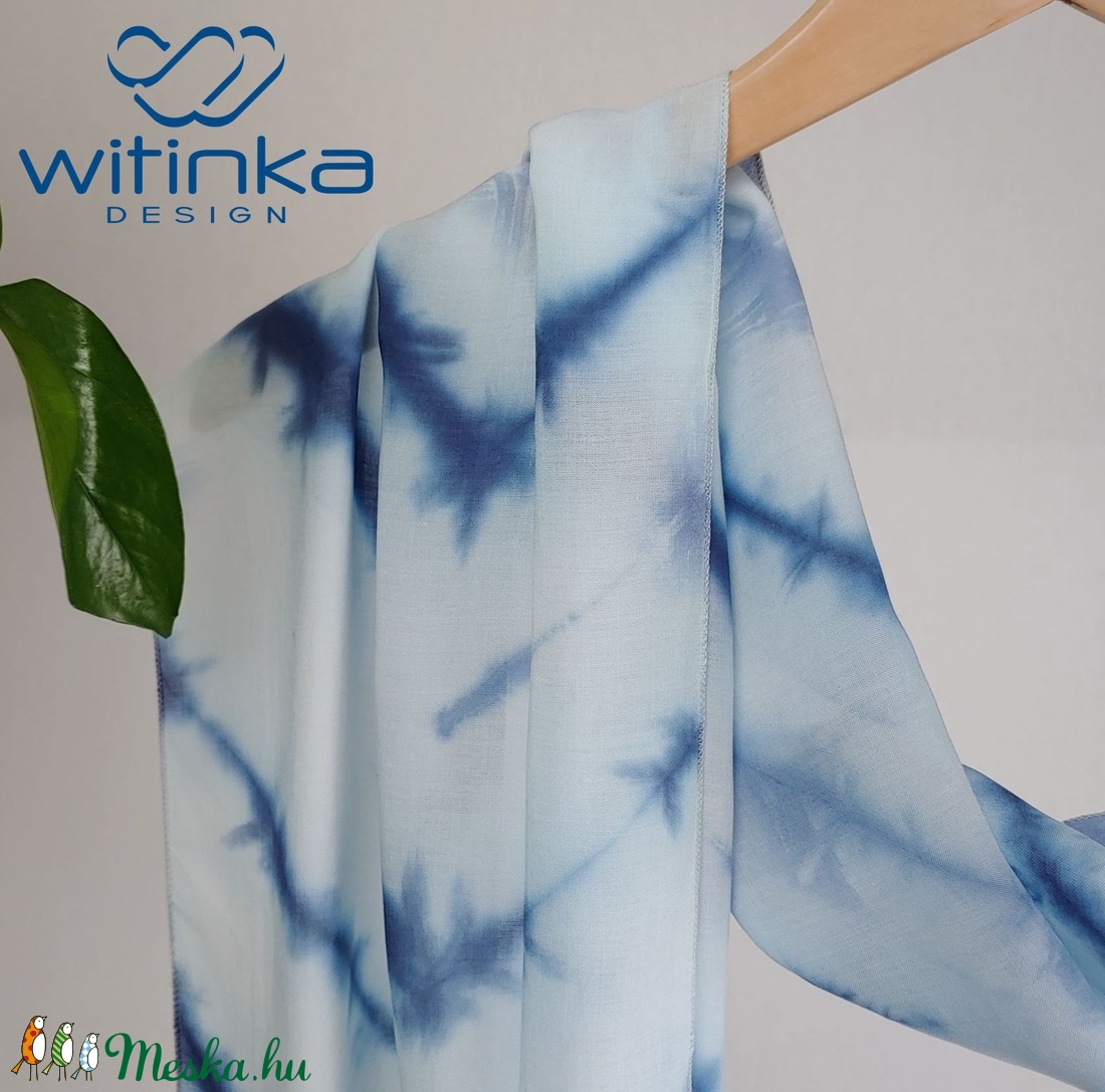 Jégvirágos shibori sál, vállkendő, stóla, batik - ruha & divat - sál, sapka, kendő - vállkendő - Meska.hu