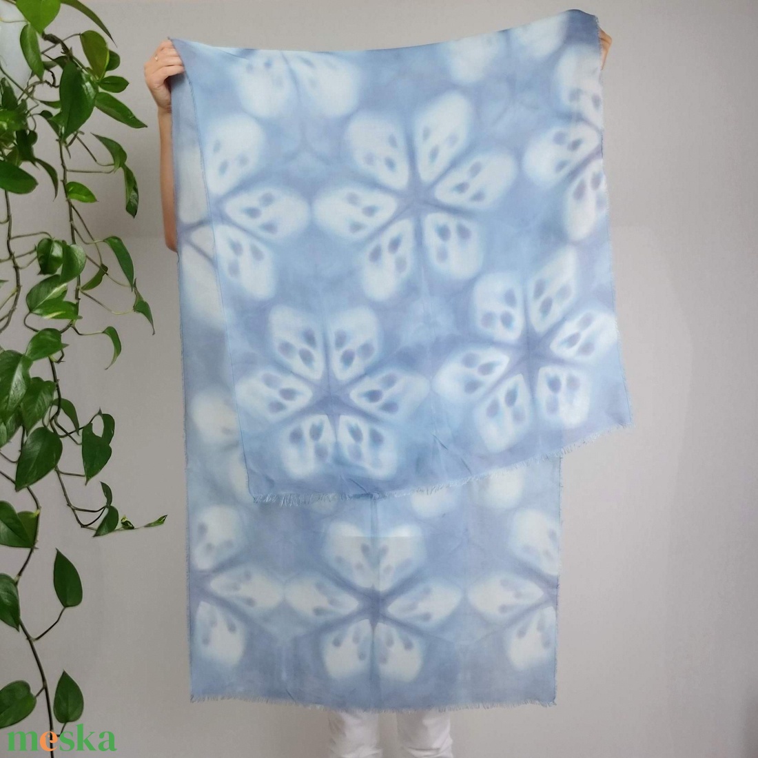 Nagyméretű pamutstóla, kék csillagos mintával, pöttyökkel -  - Meska.hu