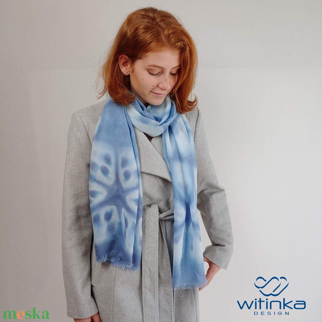 Nagyméretű pamutstóla, kék csillagos mintával, pöttyökkel -  - Meska.hu