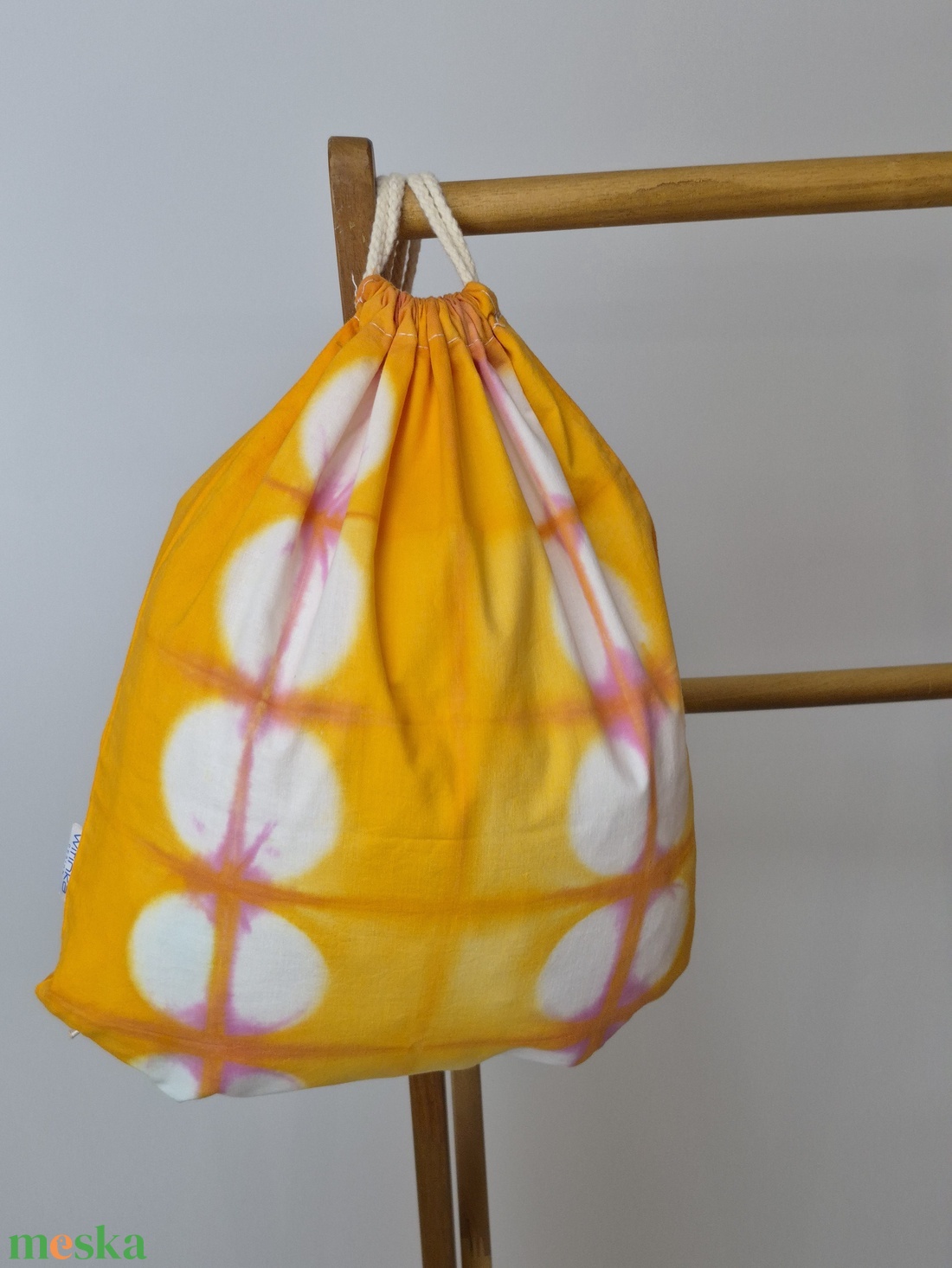 Sárga shibori hátizsák, gymbag, táska - táska & tok - hátizsák - tornazsák, gymbag - Meska.hu