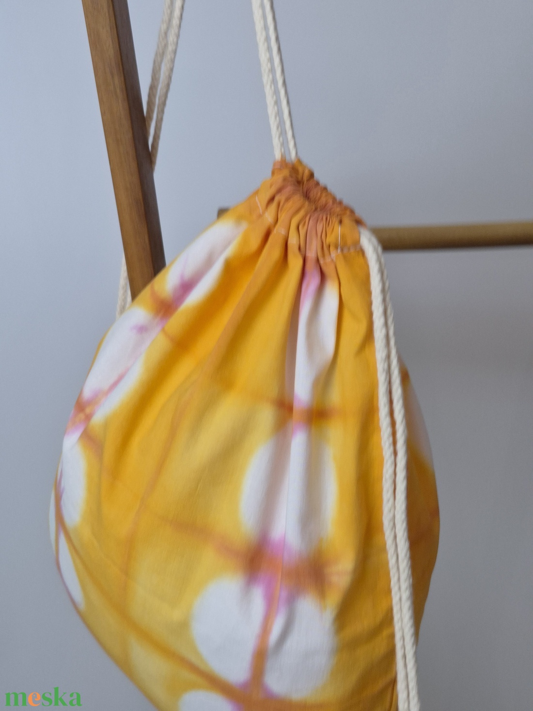 Sárga shibori hátizsák, gymbag, táska - táska & tok - hátizsák - tornazsák, gymbag - Meska.hu