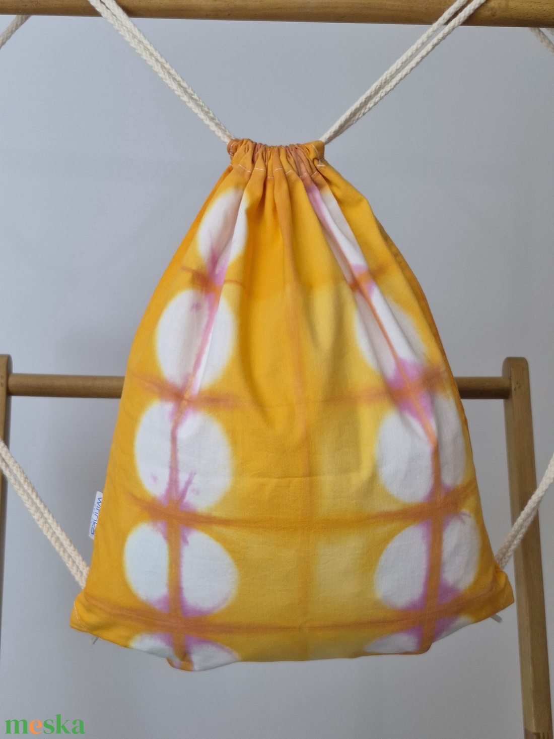 Sárga shibori hátizsák, gymbag, táska - táska & tok - hátizsák - tornazsák, gymbag - Meska.hu