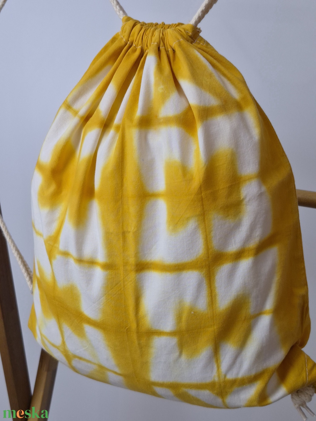 Sárga mintás shibori hátizsák, gymbag, táska - táska & tok - hátizsák - tornazsák, gymbag - Meska.hu