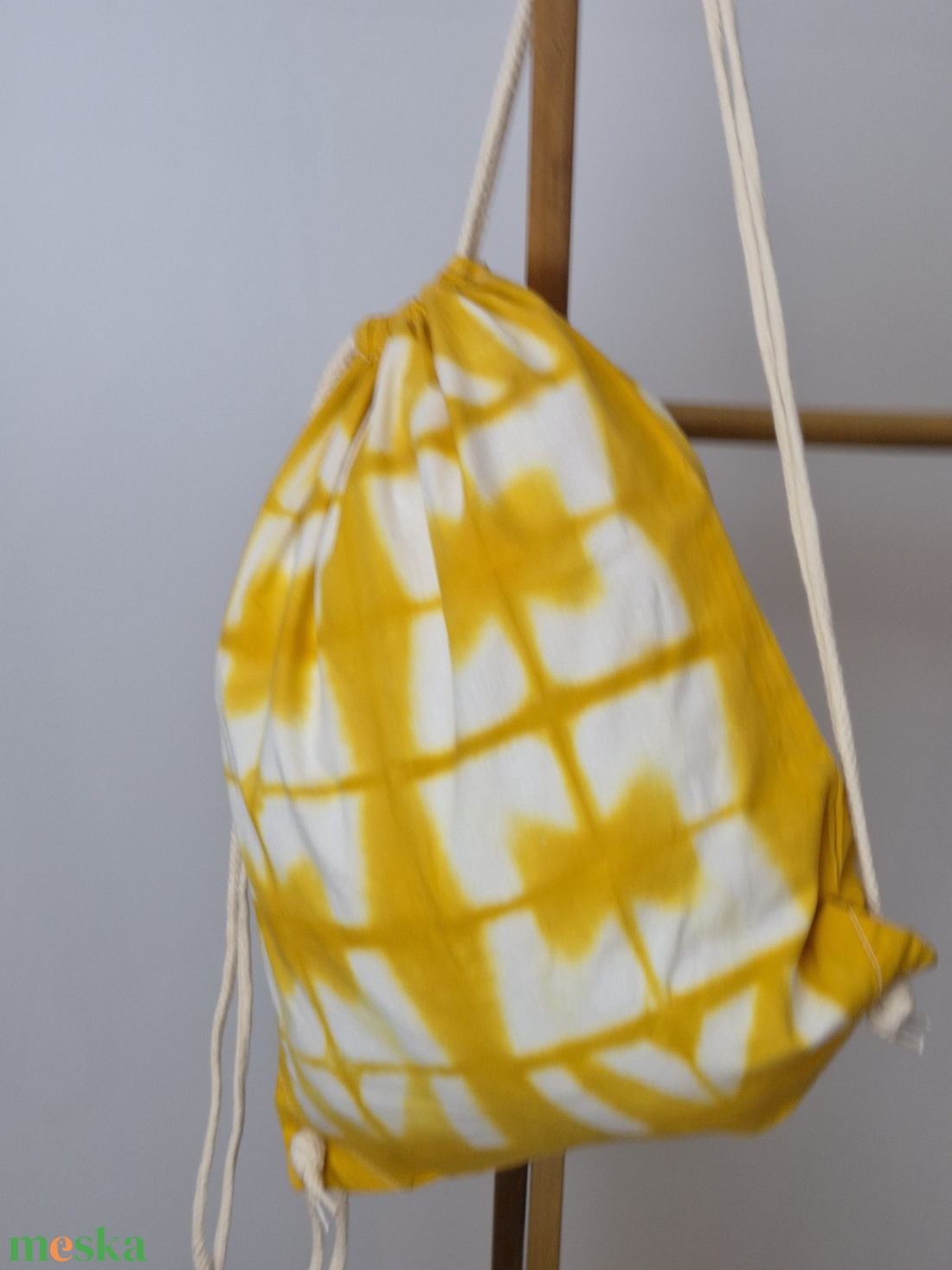 Sárga mintás shibori hátizsák, gymbag, táska - táska & tok - hátizsák - tornazsák, gymbag - Meska.hu