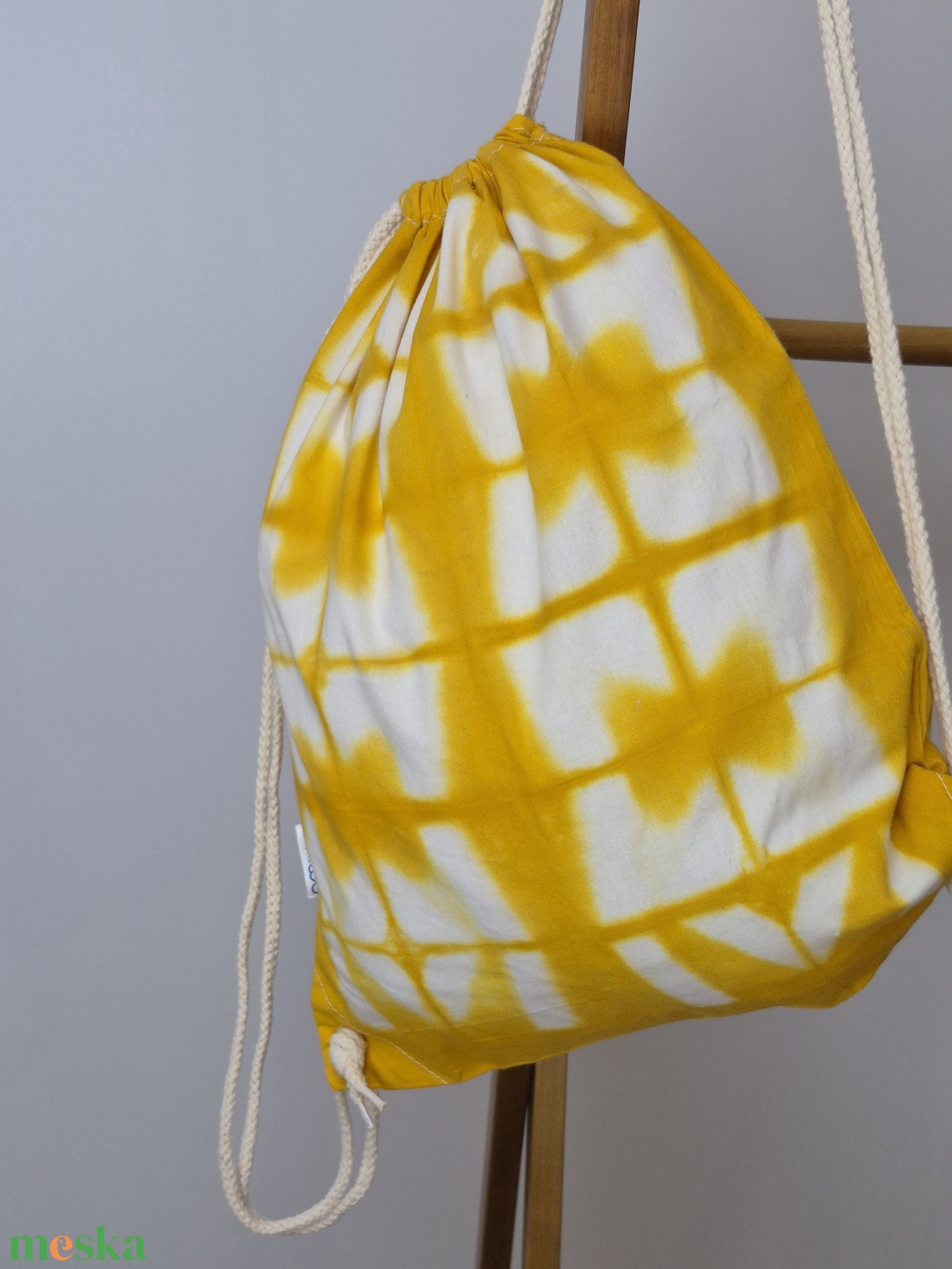 Sárga mintás shibori hátizsák, gymbag, táska - táska & tok - hátizsák - tornazsák, gymbag - Meska.hu