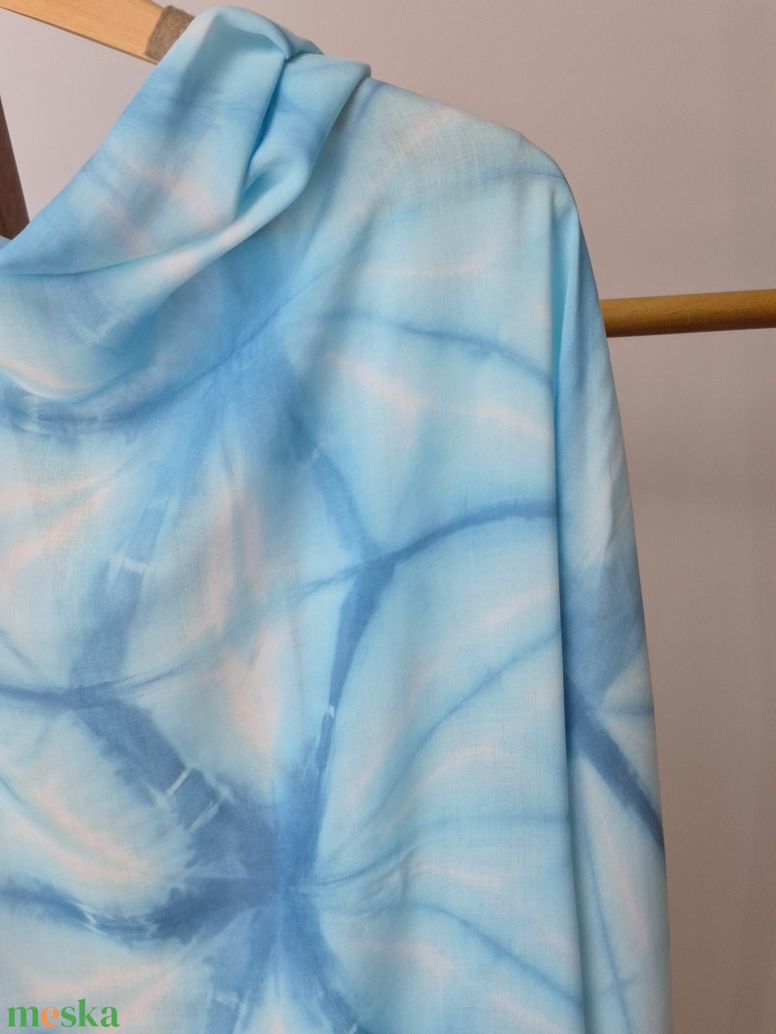 Türkiz shibori felső, bolero, fesztivál felső, strandfelső, kimonó, stóla, sálL - ruha & divat - női ruha - kardigánok - Meska.hu