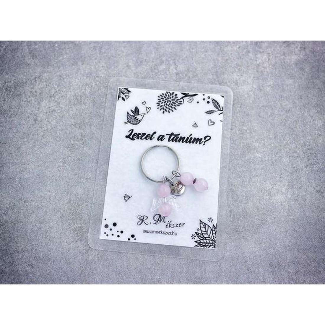Leszel a tanúm kulcstartó rózsakvarccal - esküvő - meghívó & kártya - tanú felkérő - Meska.hu
