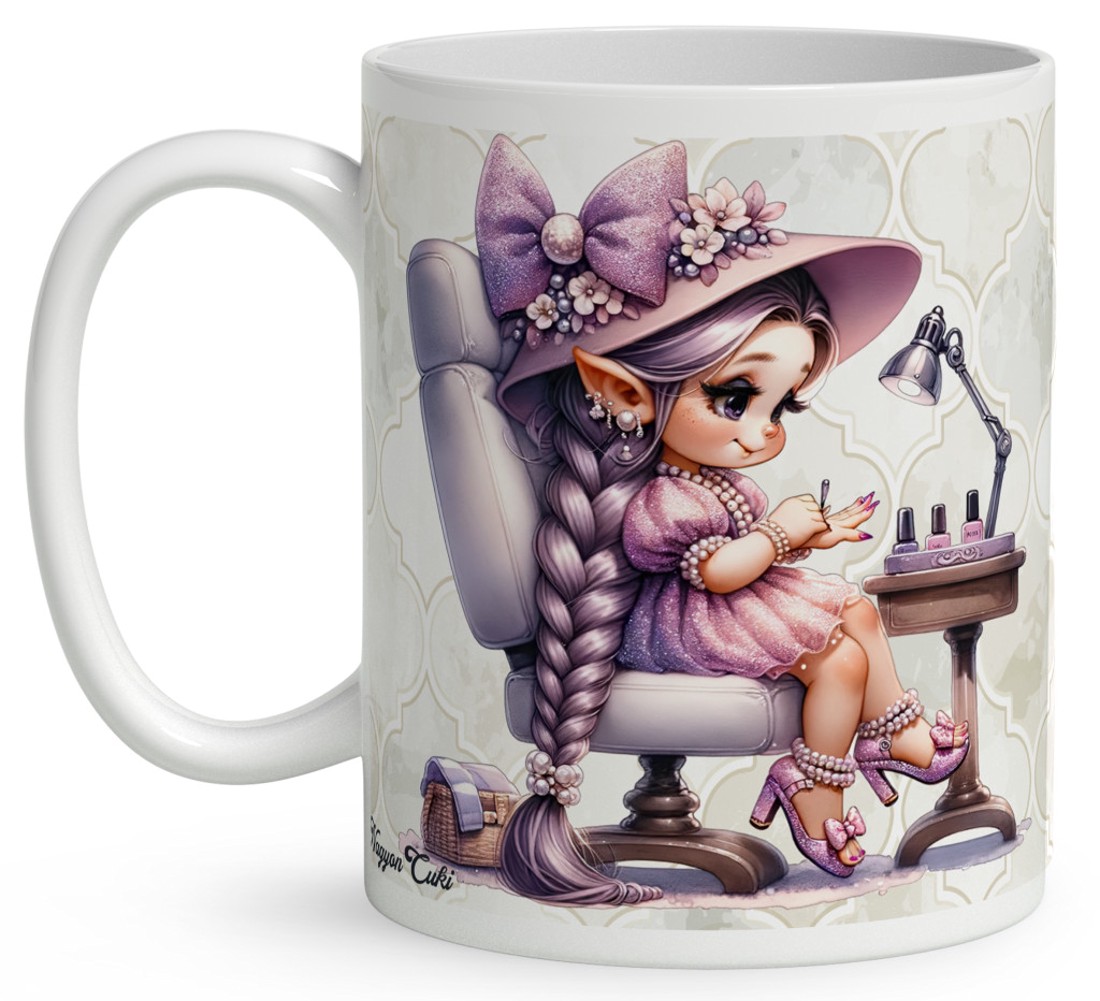 Névvel kérhető - Cuki lila Körmös manólány mintás bögre - otthon & életmód - konyhafelszerelés, tálalás - tálalás - bögre & csésze - Meska.hu