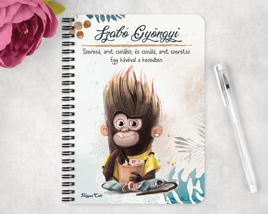 Személyre szabható - Kávés Maki mintás A5-ös füzet - otthon & életmód - papír, írószer - jegyzetfüzet & napló - Meska.hu