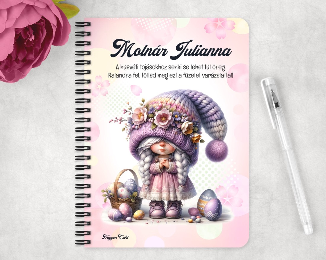 Személyre szabható - Húsvéti manólány mintás A5-ös füzet - otthon & életmód - papír, írószer - jegyzetfüzet & napló - Meska.hu