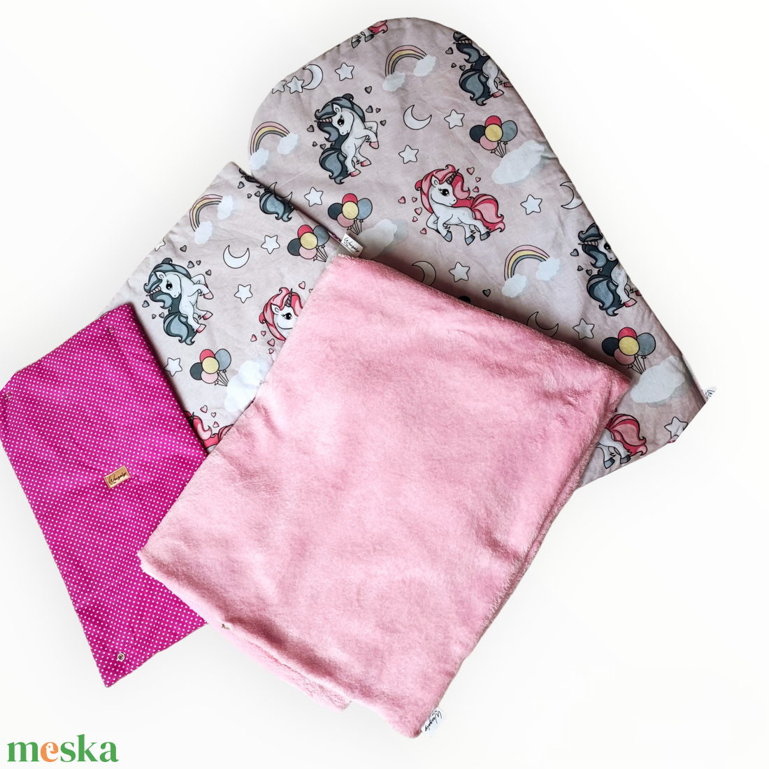 Babafészek szett pónis, unikornisos - otthon & életmód - babaszoba, gyerekszoba - babaszoba, gyerekszoba - Meska.hu