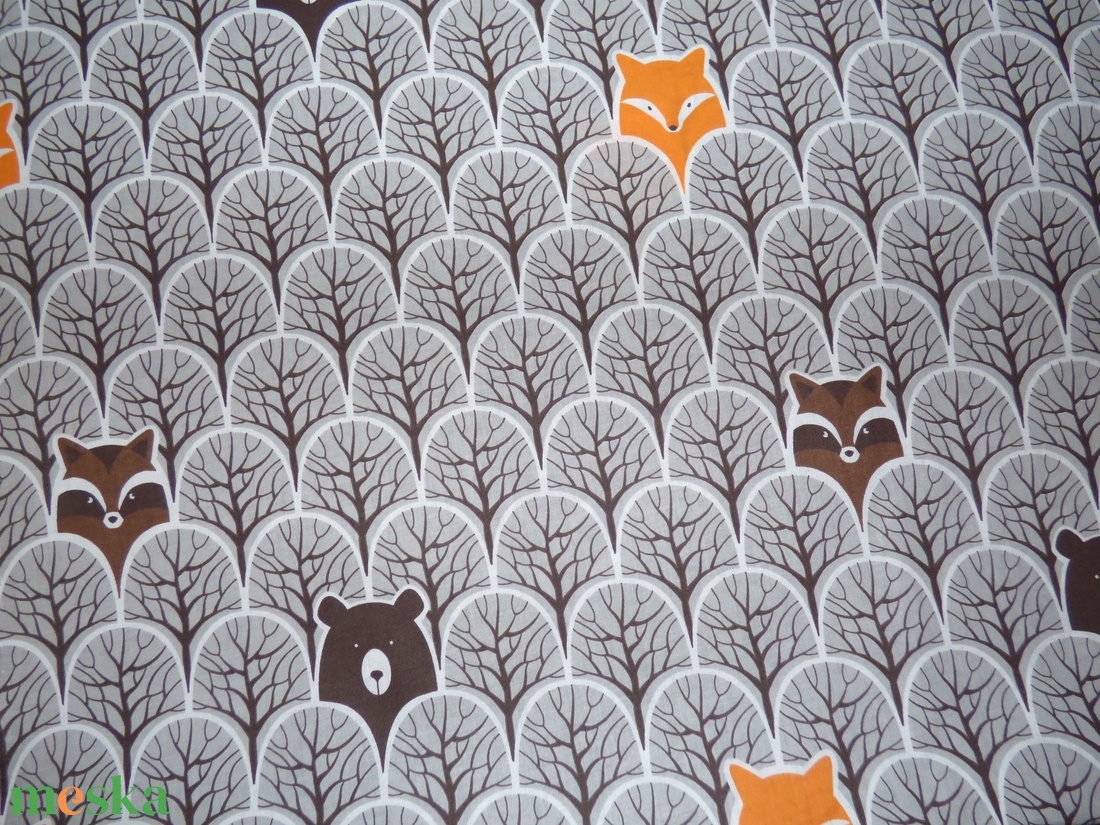 Erdei állatos pamutvászon barna alapon  - kellékek & szerszámok - méteráru - vászon - pamutvászon - Meska.hu
