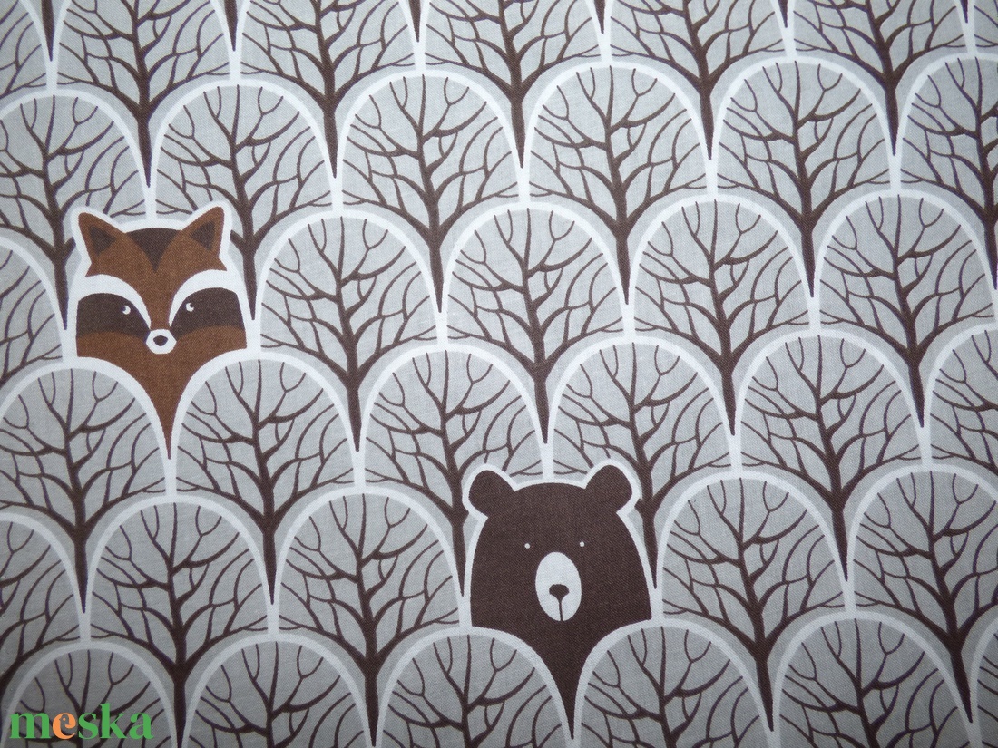 Erdei állatos pamutvászon barna alapon  - kellékek & szerszámok - méteráru - vászon - pamutvászon - Meska.hu