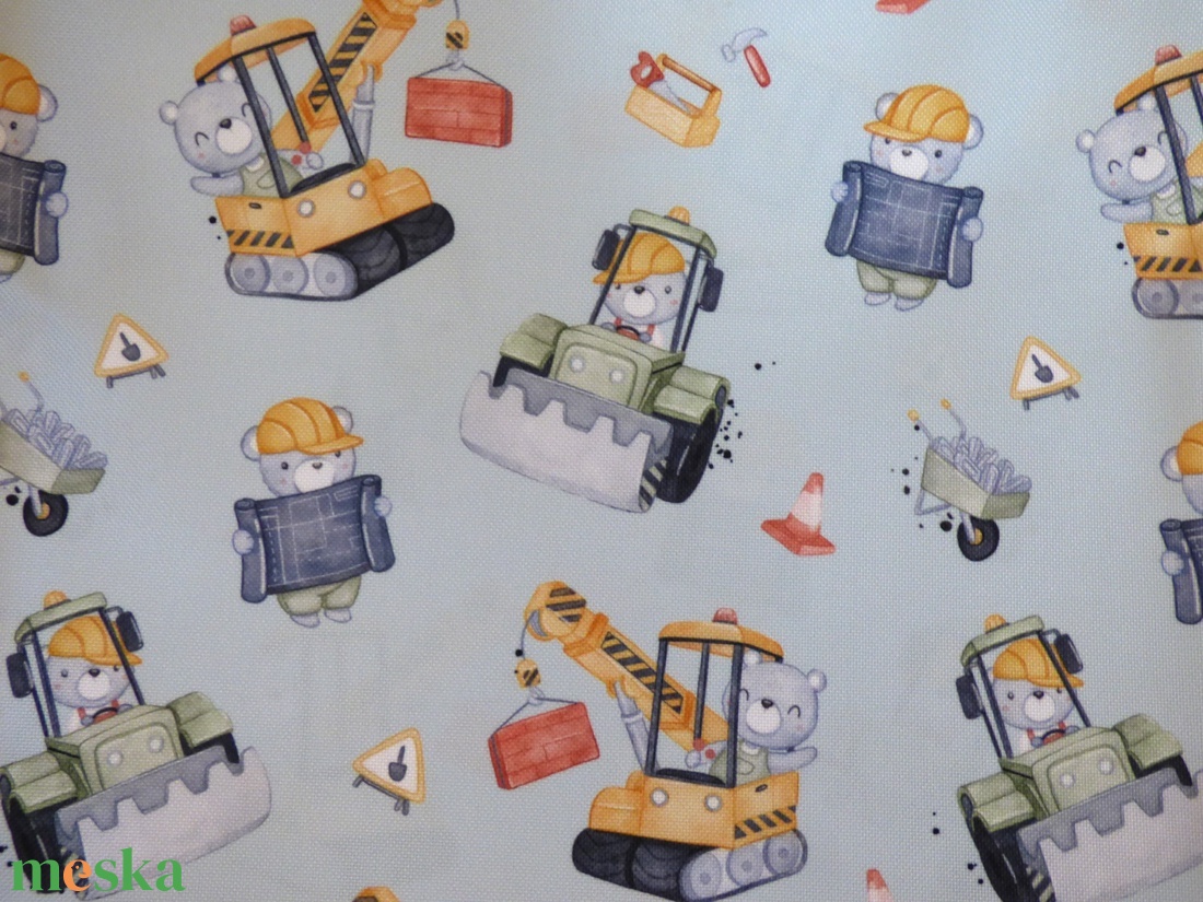 Mackó munkagépekkel vízálló szöveg, gyöngyvászon - kellékek & szerszámok - méteráru - vászon - gyöngyvászon - Meska.hu