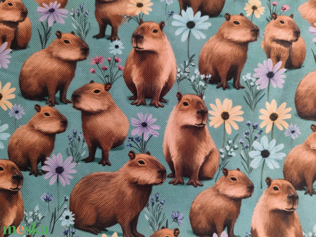 Kapibarás vízálló poliészter szövet, capybara, Oxford, kapibara - diy (csináld magad) - egységcsomag - Meska.hu