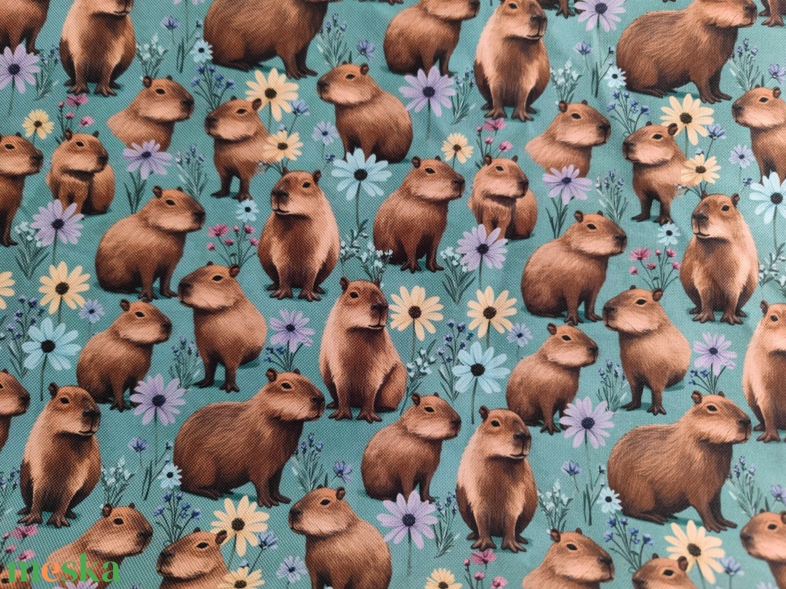 Kapibarás vízálló poliészter szövet, capybara, Oxford, kapibara - diy (csináld magad) - egységcsomag - Meska.hu