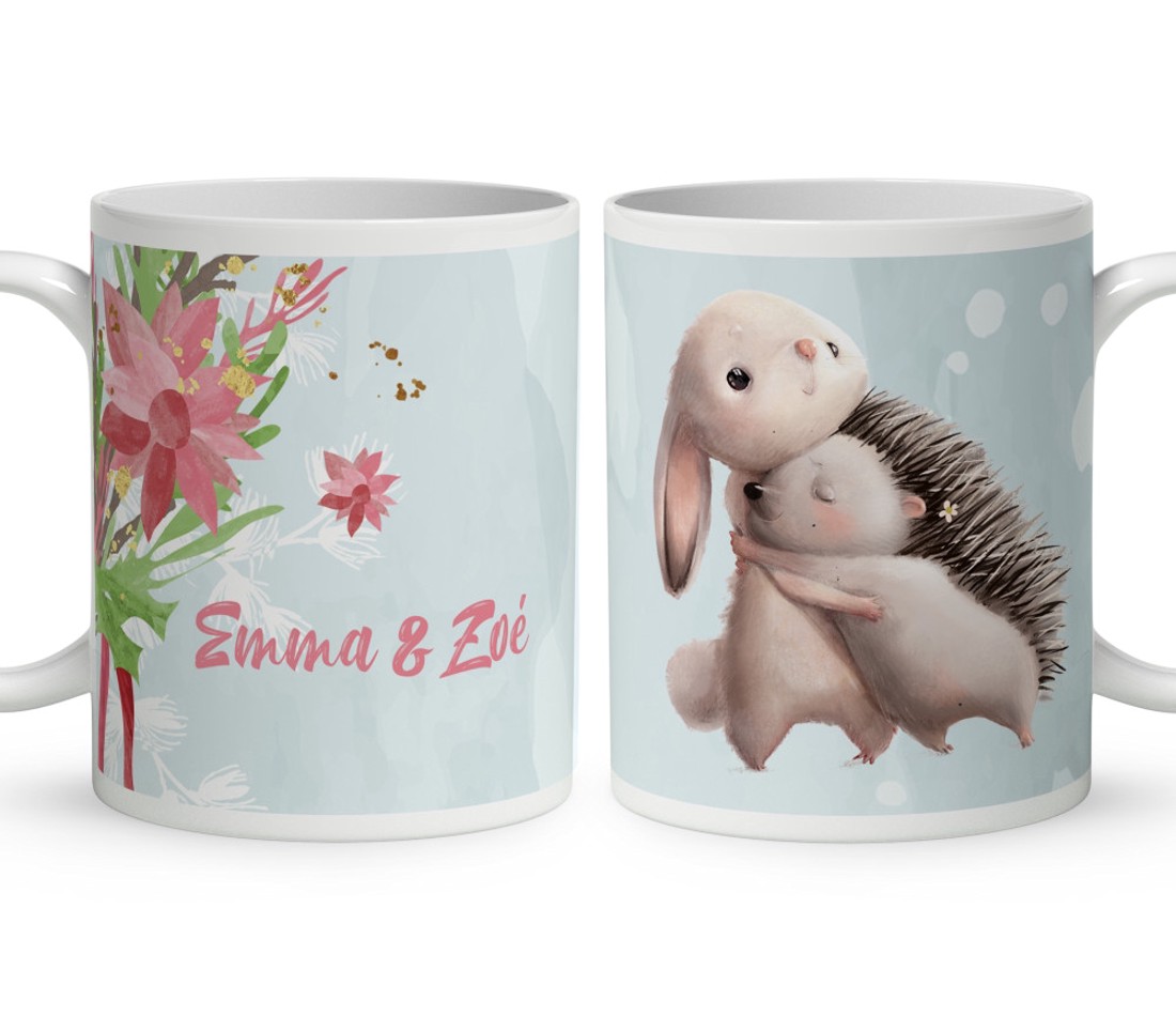 Kérd a neveddel - Nyuszi és süni mintás bögre - otthon & életmód - konyhafelszerelés, tálalás - tálalás - bögre & csésze - Meska.hu