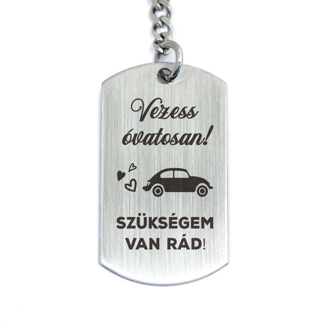 Vezess óvatosan autót acél medálos kulcstartó - táska & tok - kulcstartó & táskadísz - kulcstartó - Meska.hu