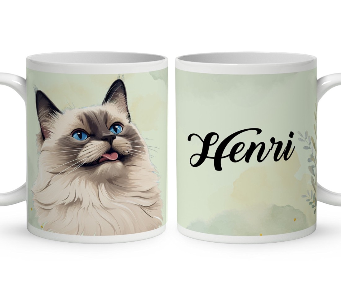 Névvel kérhető - Birman macska portré mintás bögre - otthon & életmód - konyhafelszerelés, tálalás - tálalás - bögre & csésze - Meska.hu