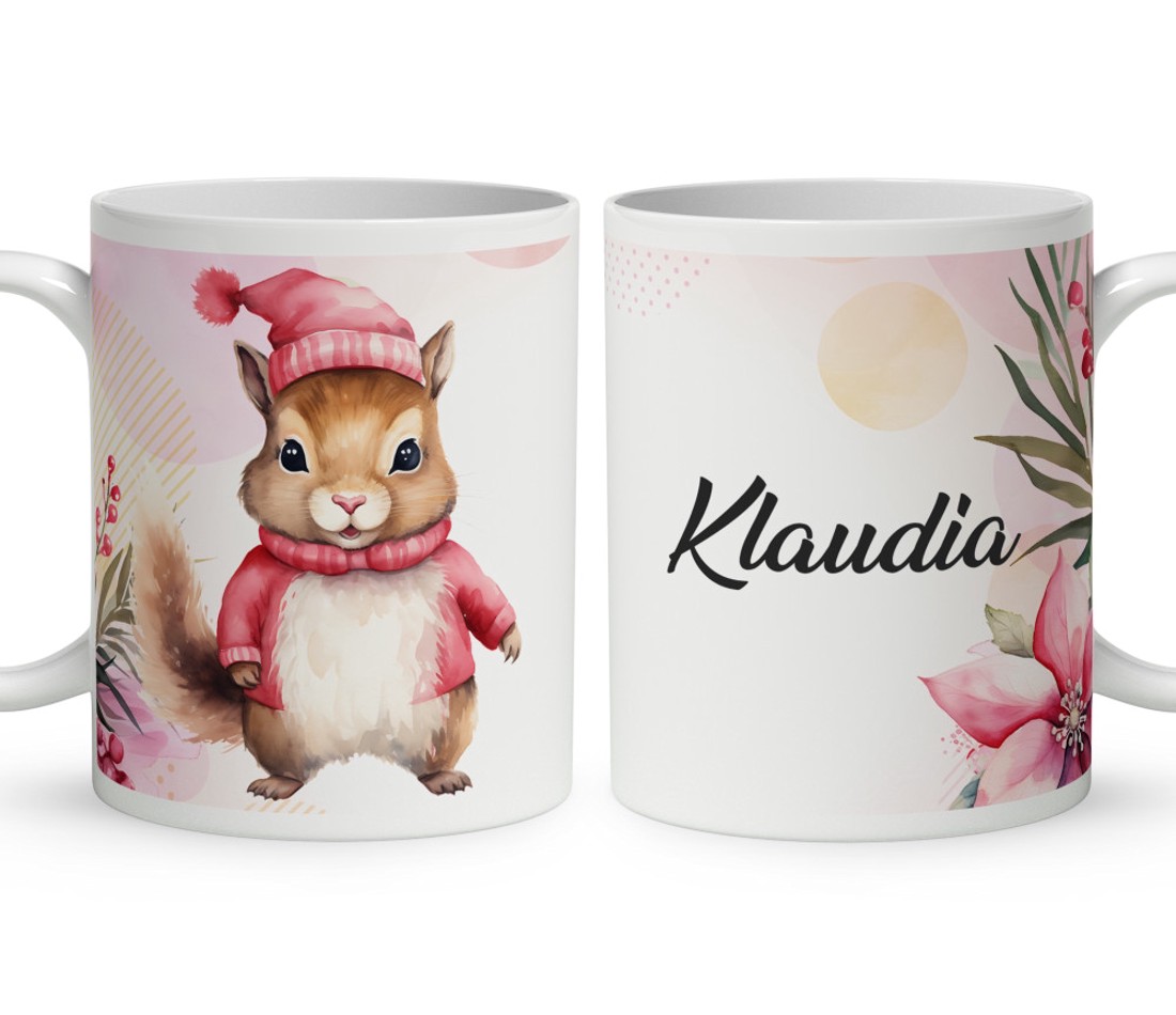 Kérd a neveddel - Pink Mikulás mókus mintás bögre - otthon & életmód - konyhafelszerelés, tálalás - tálalás - bögre & csésze - Meska.hu