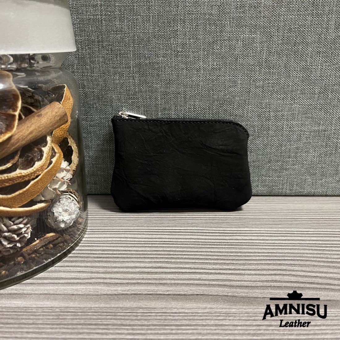 Gyűrt fekete egy cipzáras kulcstartó A8019 - táska & tok - kulcstartó & táskadísz - kulcstartó - Meska.hu