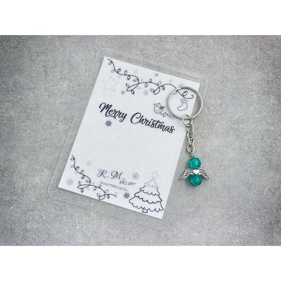 Merry Christmas pávakék angyal medálos kulcstartó - táska & tok - kulcstartó & táskadísz - kulcstartó - Meska.hu