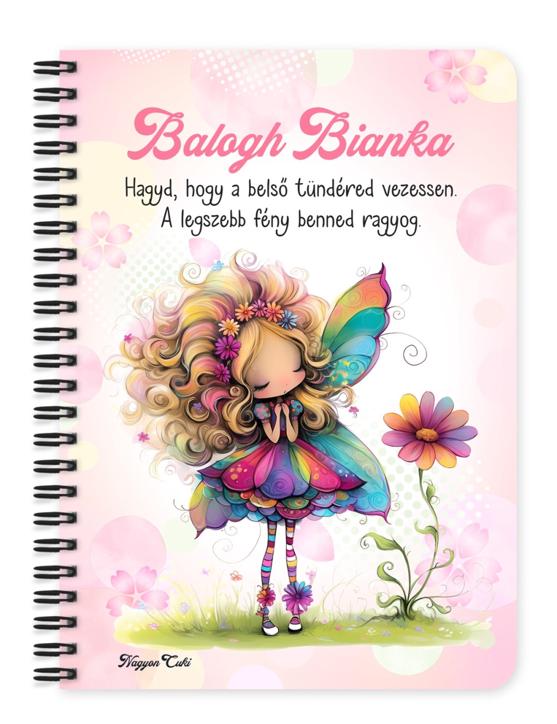 Személyre szabható - Cuki virág tündér mintás A5-ös füzet - otthon & életmód - papír, írószer - jegyzetfüzet & napló - Meska.hu