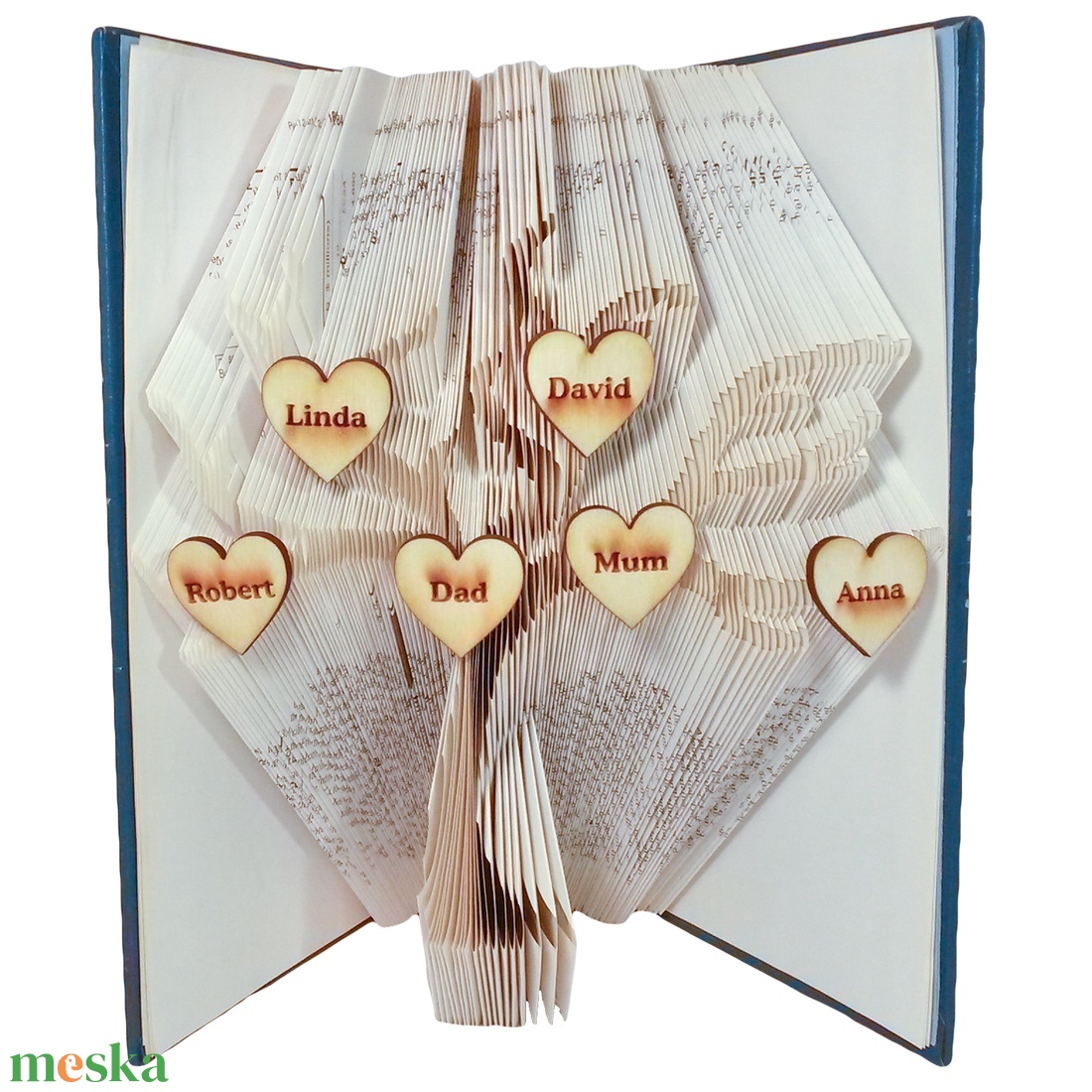 Családfa mintájú hajtogatott könyv origami-könyvszobor-anya-apa-papa-mama-gyerek-nagyszülők-dédszülők - E246 - otthon & lakás - dekoráció - Meska.hu