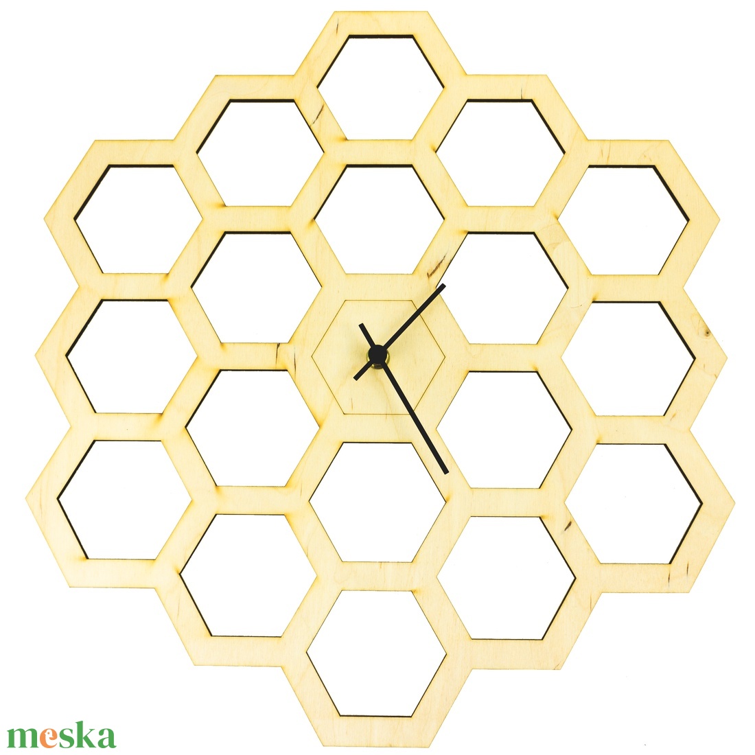Óriás méhész falióra, Hatszög formájú méhsejtes óra férfiaknak, Modern nászajándék, hangtalan óraszerkezettel - otthon & lakás - dekoráció - fali és függő dekoráció - falióra & óra - Meska.hu