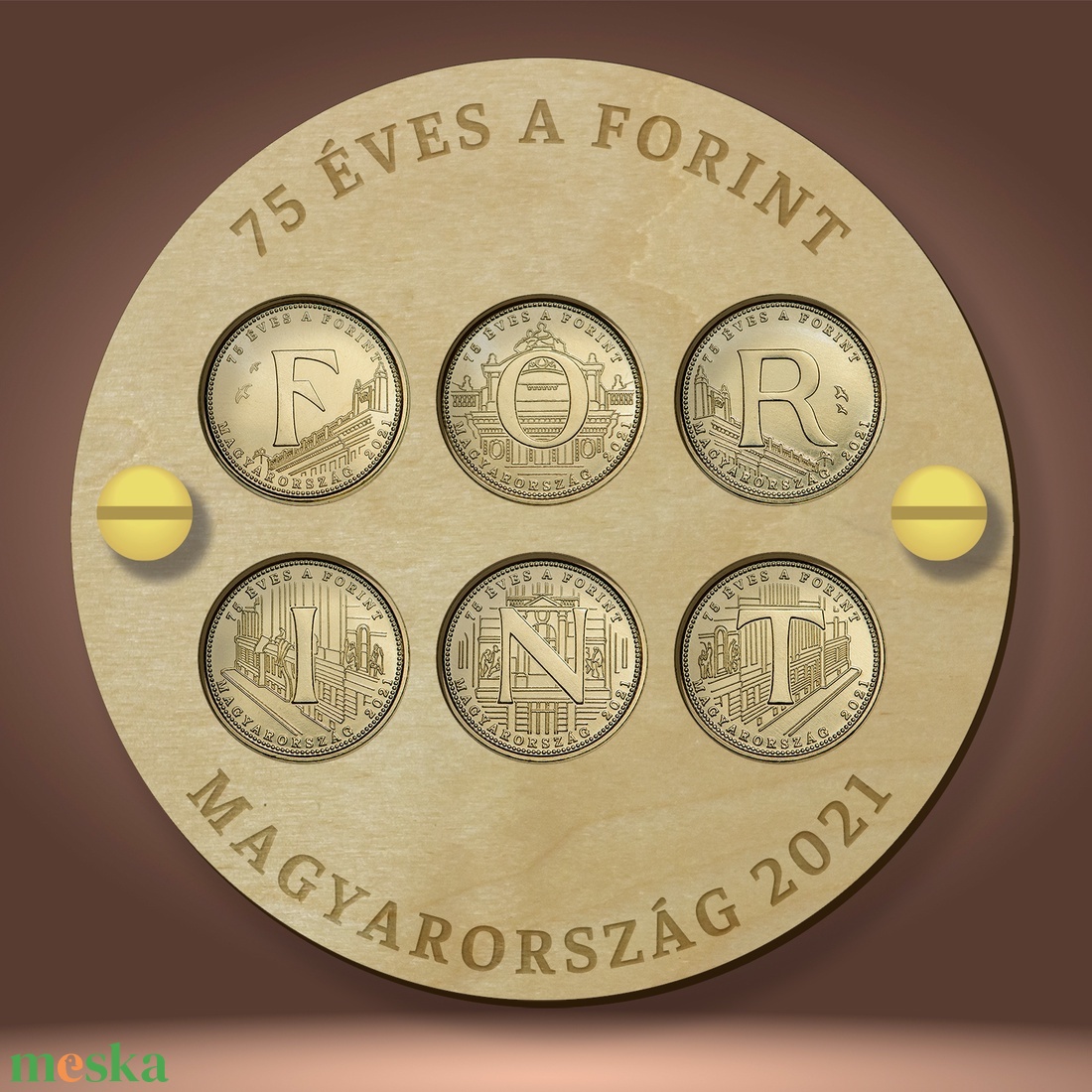 5 forintos emlékérme tartó, 75 éves a forint díszdoboz - táska & tok - pénztárca & más tok - aprópénztartó - Meska.hu