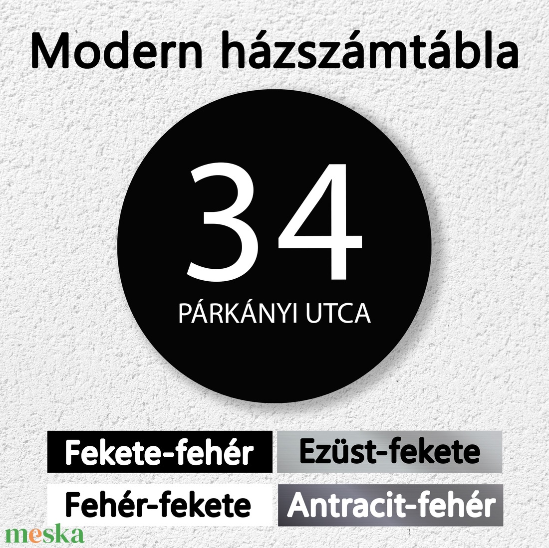 Modern házszámtábla, minimalista gravírozott utcanévtábla több méretben - otthon & életmód - ház & kert - házszám - Meska.hu