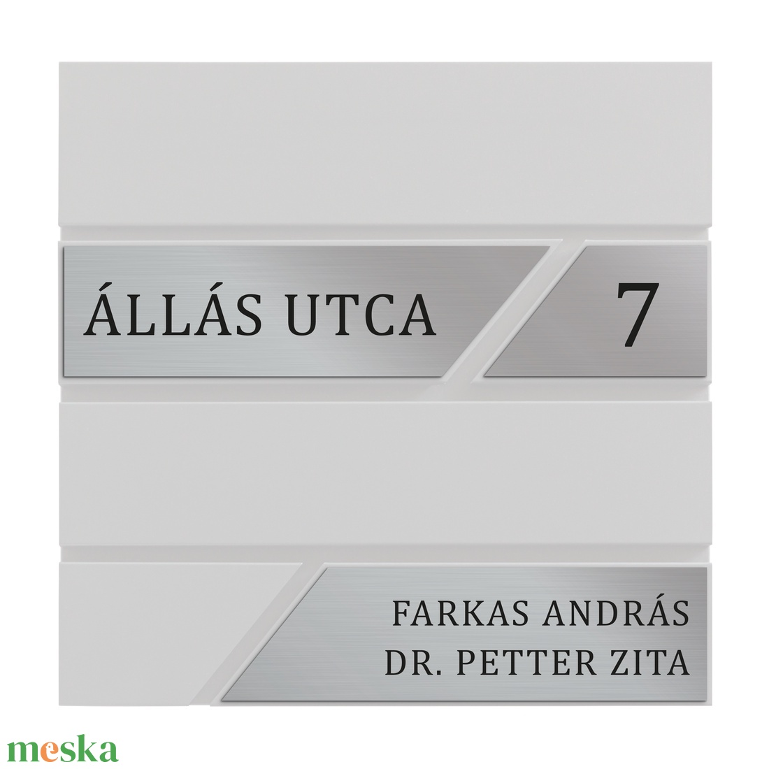 Gravírozott névtábla, postaláda felirat, antracit, ezüst, modern postaládával kérhető, 1 soros - otthon & életmód - ház & kert - névtábla - Meska.hu