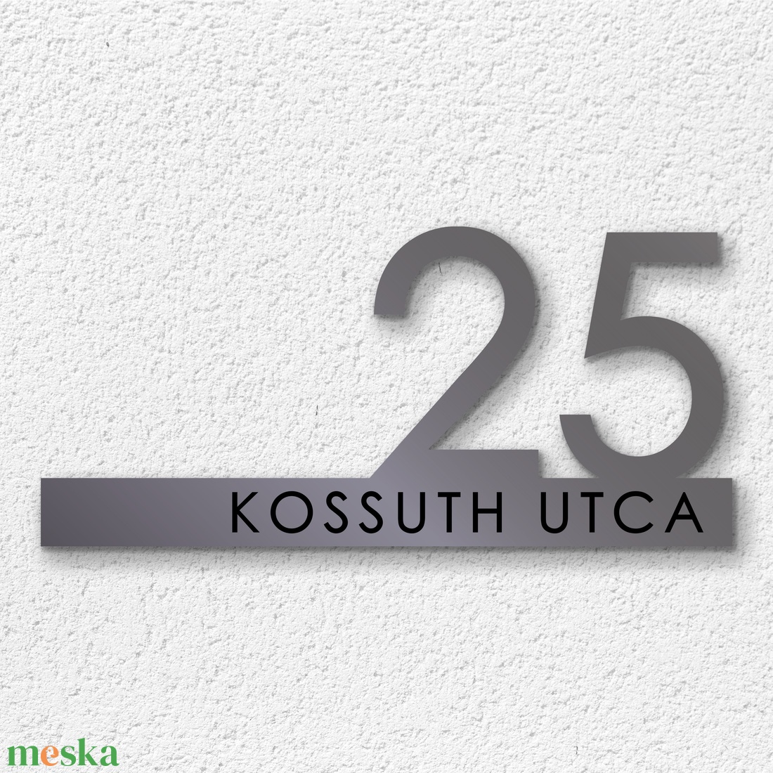 Minimalista utcanévtábla, modern gravírozott házszámtábla több méretben, antracit - otthon & életmód - ház & kert - házszám - Meska.hu