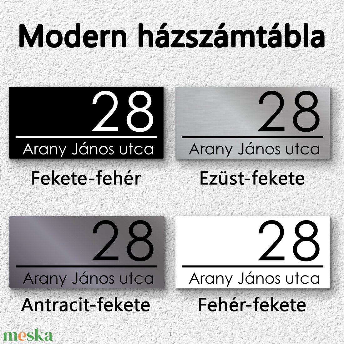 Antracit minimalista házszámtábla gravírozással  Modern vonalak, maradandó hatás 4 színben - otthon & életmód - ház & kert - házszám - Meska.hu