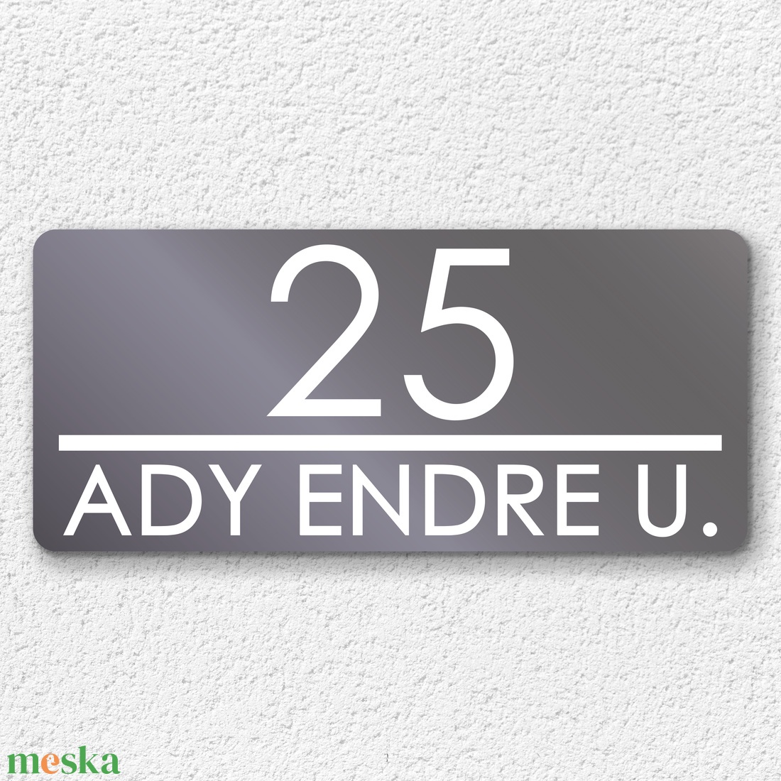 Modern utcanévtábla, modern gravírozott házszámtábla, ezüst téglalap - otthon & életmód - ház & kert - házszám - Meska.hu