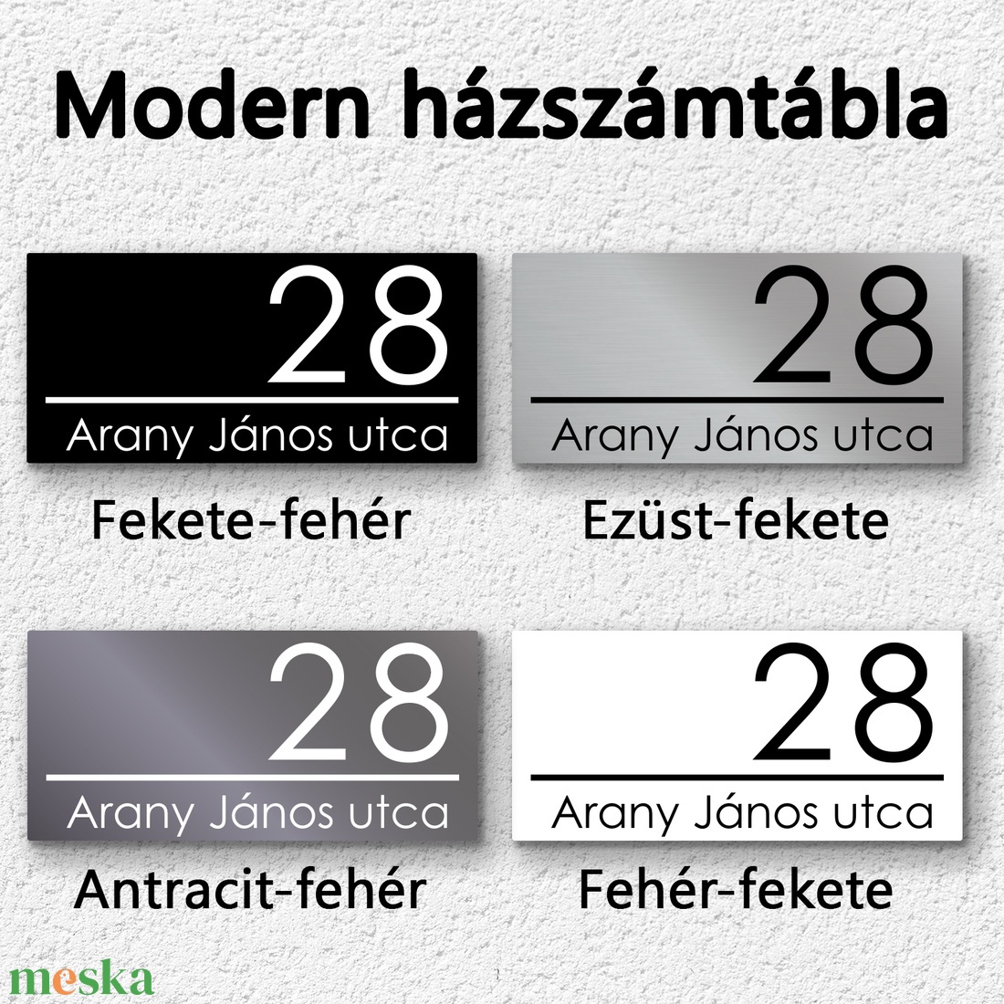 Antracit minimalista házszámtábla gravírozással � Modern vonalak, maradandó hatás 4 színben - otthon & életmód - ház & kert - házszám - Meska.hu
