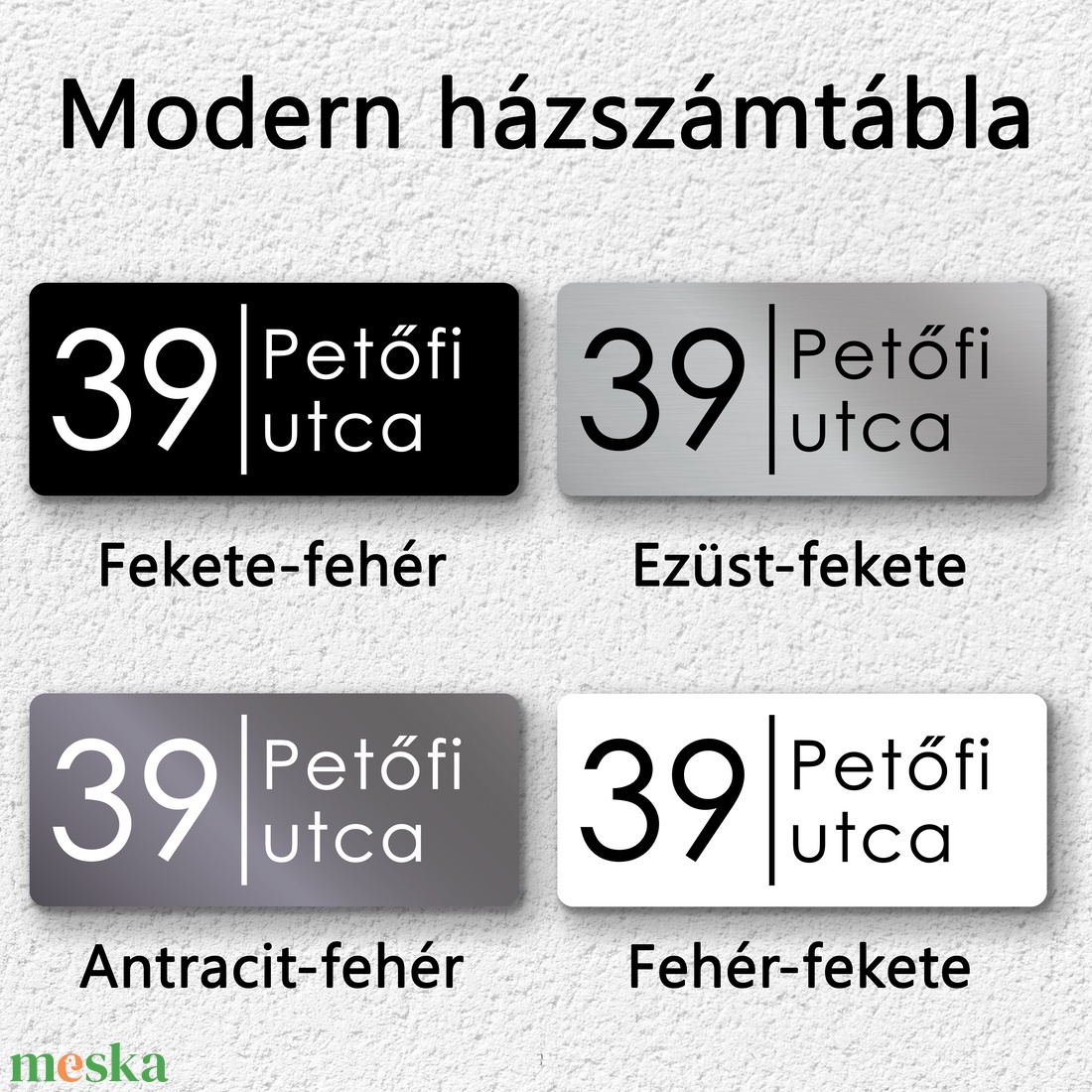 Minimalista házszámtábla gravírozással � elegancia és tartósság 4 színben - otthon & életmód - ház & kert - házszám - Meska.hu