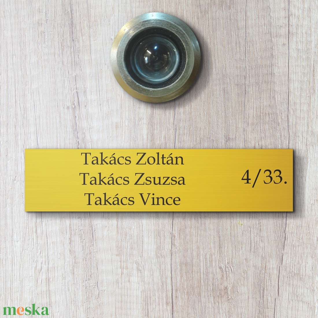 Beltéri postaláda névtábla, bejárati ajtó tábla, beltéri fémhatású arany, ezüst névtábla  - otthon & életmód - ház & kert - névtábla - Meska.hu