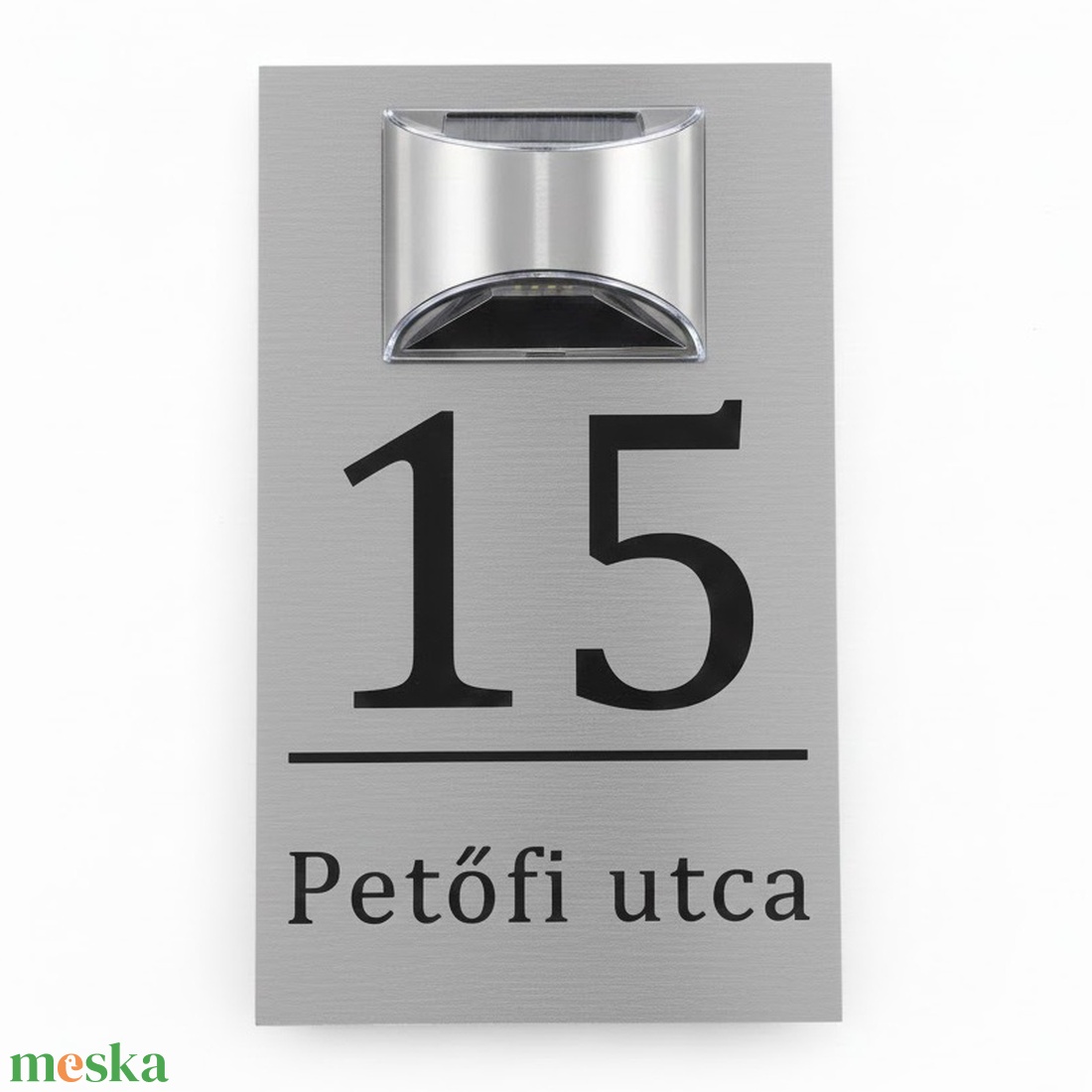 Egyedi Napelemes Világító Házszámtábla - Kültéri Utcanévtábla + Házszám � Automata LED világítással - 4 színben - otthon & életmód - ház & kert - házszám - Meska.hu