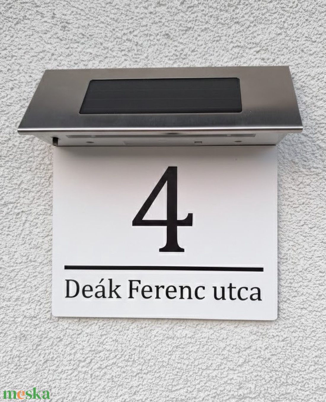 Napelemes Egyedi Világító Házszámtábla LED szalagos - Kültéri Utcanévtábla + Házszám - 4 színben - otthon & életmód - ház & kert - házszám - Meska.hu