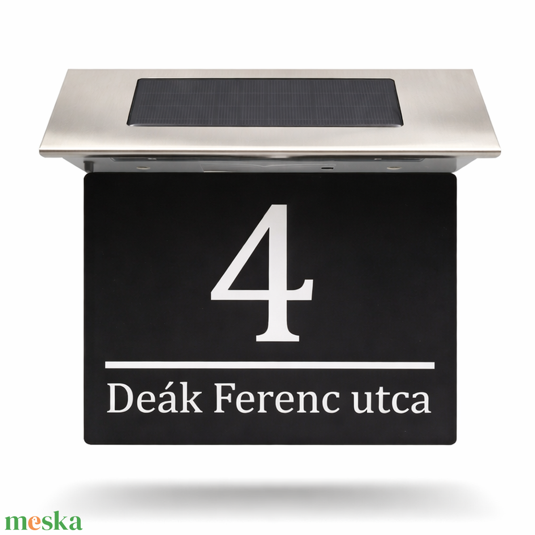 Napelemes Egyedi Világító Házszámtábla LED szalagos - Kültéri Utcanévtábla + Házszám - 4 színben - otthon & életmód - ház & kert - házszám - Meska.hu